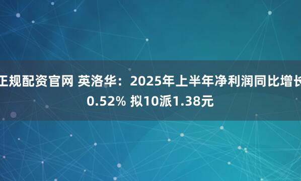 正规配资官网 英洛华：2025年上半年净利润同比增长0.52% 拟10派1.38元